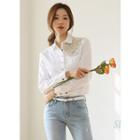 Faux-pearl Rosette-patch Shirt