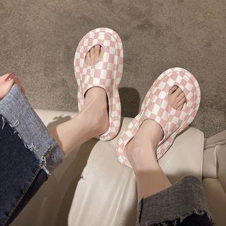 Cut-out Check Flat Sandal Mules