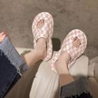 Cut-out Check Flat Sandal Mules