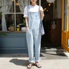 Pocket-detail Denim Suspender Jeans Blue - One Size