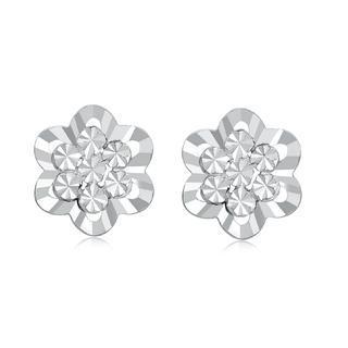 14k/585 White Gold Diamond Cut Flower Earrings