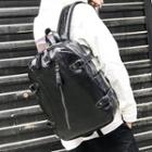 Faux Leather Zip Backpack Black - One Size