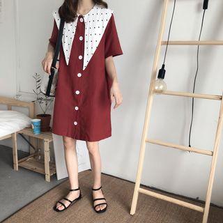 Short-sleeve Single-breasted Dress