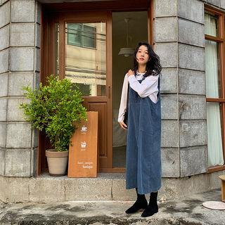 Corduroy Boxy Overall Dress