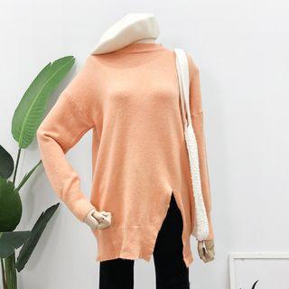 Loose-fit Slited Long Knit Sweater