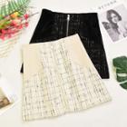 Paneled Tweed A-line Skirt