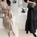 Raglan-sleeve Long Tiered Sweatshirt Dress