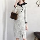 Long-sleeve Midi Tweed Dress