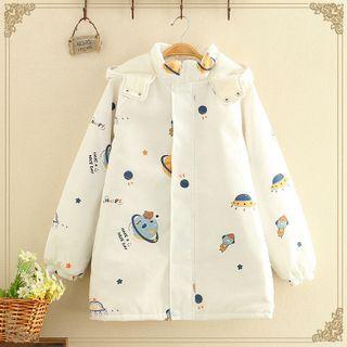 Planet Printed Jacket White - One Size