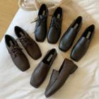 Square Toe Faux Leather Oxfords / Loafers