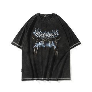Couple Matching Short-sleeve Washed Lettering T-shirt