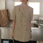 Short-sleeve Double-breasted Blazer / Wide-leg Pants