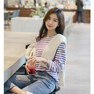 Merci Embroidered Striped T-shirt