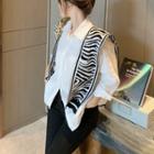 Loose-fit Long Shirt / Zebra-print Shawl