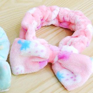 Printed Bow Accent Fleece Headband