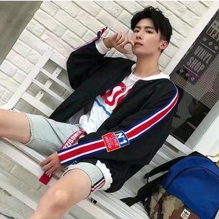 Color-panel Appliqu  Bomber Jacket