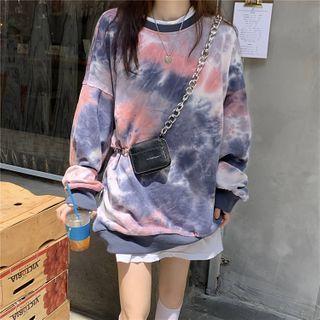 Tie-dye Print Pullover Gray & Pink - One Size