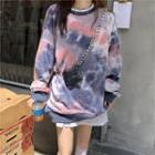 Tie-dye Print Pullover Gray & Pink - One Size