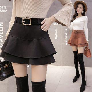 Ruffle Hem Mini A-line Skort
