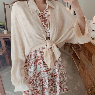 Balloon-sleeve Tie-front Shirt