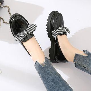 Plaid Bow Patent Loafers