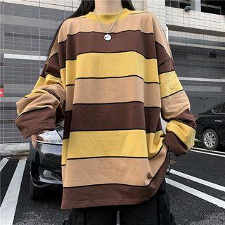 Oversized Color-block Sweatshirt / Wide-leg Cargo Pants / Set