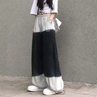 Two-tone High-waist Wide-leg Sweatpants