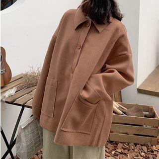 Single-breasted Knit Jacket Nude Pink - One Size