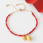 Lotus Alloy Pendant Red String Bracelet Red & Gold - One Size