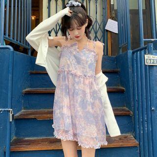 Tie-dyed Spaghetti-strap Mini A-line Dress As Shown In Figure - One Size