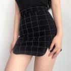 Check Slim-fit Mini Skirt