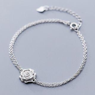 925 Sterling Silver Flower Layered Bracelet S925 Silver - Silver - One Size
