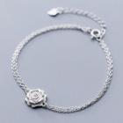 925 Sterling Silver Flower Layered Bracelet S925 Silver - Silver - One Size