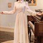 Long-sleeve Embroidery Midi Shirtdress