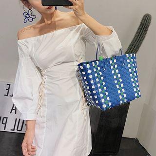 Off-shoulder 3/4-sleeve A-line Dress White - One Size