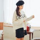 Letter Embroidered Asymmetric Sweater