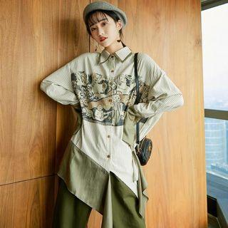 Print Striped Long Shirt