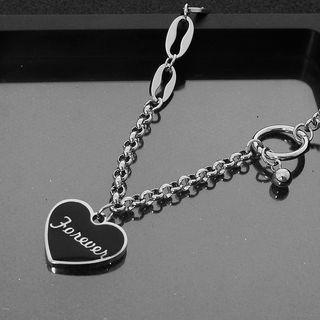 Heart Pendant Chain Necklace 1162 - Silver - One Size