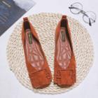 Square-toe Buckled Dorsay Flats