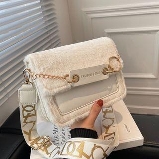 Wide Strap Fluffy Crossbody Bag