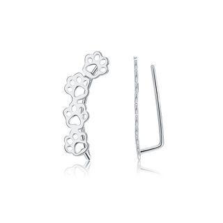 Sterling Silver Simple Cute Dog Paw Earrings Silver - One Size