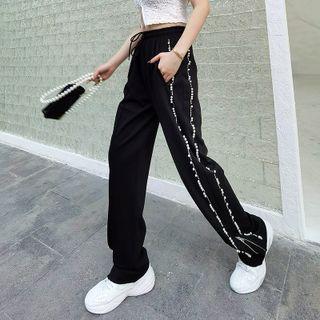Faux Pearl Trim Sweatpants