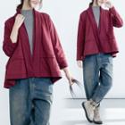 Open Front Jacket Wine Red - One Size