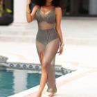 Shimmer Side-slit Sleeveless Cover-up