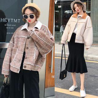 Contrast Trim Cropped Coat