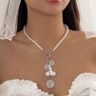 Pendant Faux Pearl Necklace Silver - One Size
