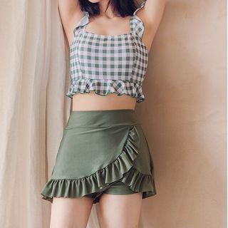 Swim Set: Sleeveless Plaid Top + Bottom