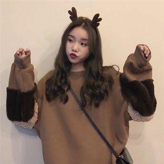 Color Block Sweatshirt Coffee - One Size