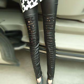 Lace Faux Leather Leggings