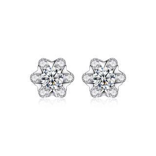 Sterling Silver Fashion And Elegant Flower Cubic Zirconia Stud Earrings Silver - One Size